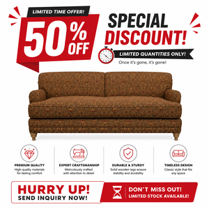 50% off Classic Upholstered <b>Sofa</b> Bed Premium Fabric Living Room <b>Sofa</b> with Solid <b>Wood</b> Legs <b>for</b> Villa & Workshop Use - Product Image 5