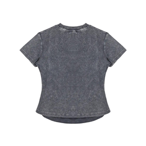 Camisetas de Mujer de Alta Calidad, 280GSM, Casuales, Lavado Ácido, 100% Algodón, Transpirables, Cintura Definida, Corte Ajustado, Cuello Redondo, Estilo Universitario - Product Image 2