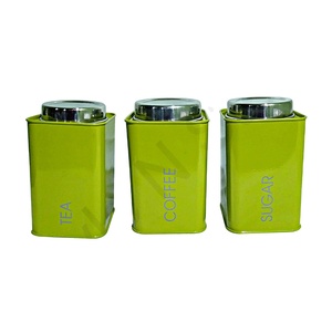 Ensemble de 3 boîtes carrées avec verre d'impression, boîtes en acier inoxydable pour le rangement dans la cuisine au prix de gros - Product Image 1