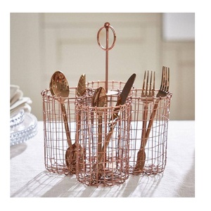 Porta palillos y cucharas de acero inoxidable con dos compartimentos, organizador de cubiertos metálico. - Product Image 4