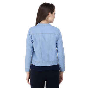 Veste en jean sur mesure de qualité supérieure pour femme, à manches longues, respirante, pour l'hiver, avec décoration de perles, vente en gros OEM - Product Image 6