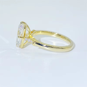 CONCEPTION 925 Sterling <b>Silver</b> Wedding Engagement <b>Rings</b> <b>Emerald</b> Cut Diamond <b>Ring</b> D Color VVS Moissanite <b>Ring</b> For Womens - Product Image 4