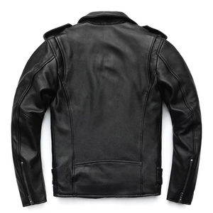 Men's Genuine Leather <b>Jacket</b> Turn-down Collar Zipper Closure Belted Slim Fit Autumn Winter Solid Color Regular Sleeve 2026 - Product Image 6