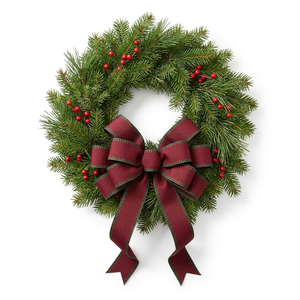 Ruban gros-grain de Noël vert bordeaux de 25 mm en gros pour la décoration d'arbres, couronnes, nœuds, boîtes cadeaux, cheminées et travaux manuels de couture pour les fêtes - Product Image 2