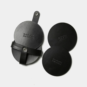 Round Leather Coasters <b>Set</b> With Holder Diamond Pattern Leather Coasters texture <b>grey</b> leather coasters - Product Image 4