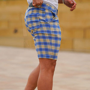 Pantalones Cortos Bermuda a Cuadros para Hombre, Cintura Alta Elástica, Transpirables, de Viscosa, Informales, con Bolsillos - Product Image 3