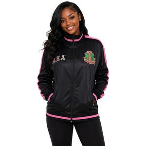 Black AKA Vintage Track <b>Jacket</b> Women Zip Up Sportswear <b>Jacket</b> Casual Fashion Outerwear Athletic Streetwear Apparel Wholesale - Product Image 1