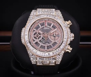 Montre mécanique automatique de luxe pour hommes, boîtier en or, cadran en cristal saphir, chronographe analogique, bracelet en caoutchouc de 45mm - Product Image 1