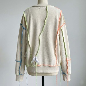 Sweat-shirt déstructuré imprimé léopard pour femme, décontracté, hiver-automne, avec coutures apparentes, style streetwear, bords bruts, service OEM - Product Image 4