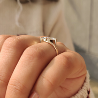 Bague Solitaire de Luxe en Or 10k/14k/18k avec Diamant Marquise et Moissanite de Laboratoire Certifiée IGI, Sertissage Bypass, Bijoux de Mariée Tendance
