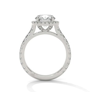 Anillo de Compromiso de Oro Amarillo de 14K con Diamante Cultivado en Laboratorio de 2 CT, Corte Redondo, con Halo y Banda Pavé para Mujer - Product Image 5
