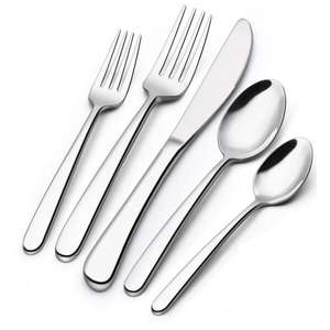 Juego de cubiertos lisos de estilo exquisito, juego de cubiertos único de acero inoxidable de alta calidad, juego de cubiertos con acento de diseño más simple de 5 - Product Image 1