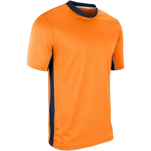 Men's Orange Short Sleeve Sporty T-Shirt Regular Fit O-Neck 100% Polyester Quick Dry Knitted Printed Custom Team Front <b>Logo</b> 240g - Product Image 1