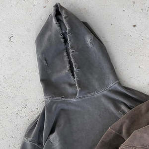 เสื้อฮู้ดดี้ผู้ชายทรงโอเวอร์ไซส์ สไตล์วินเทจ ลุคขาดๆ แบบลำลอง สตรีทแวร์ - Product Image 3