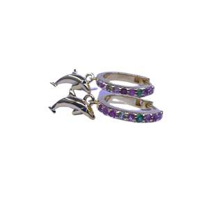 Pendientes de Plata de Ley 925 con Baño de Oro y Turmalina Multicolor para Mujer, Joyería para Bodas - Product Image 3