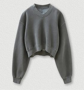 2025 Latest Style <b>Women</b> <b>Long</b>-Sleeve Winter <b>Sweatshirts</b> Plain Solid Color New Design Hot Selling Cropped Winter <b>Sweatshirts</b> - Product Image 3