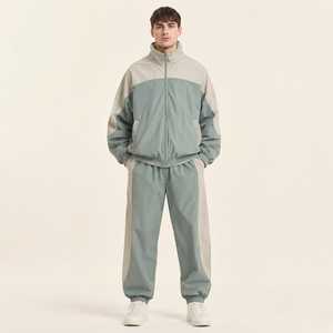 Custom Casual Breathable Windproof Detachable Zipper Tracksuit Nylon Windbreaker Jacket Stand <b>Jogger</b> Pants Men's Sports Set - Product Image 1