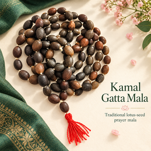 Rosario de Oración Natural Kamal Gatta Mala de 108 Cuentas, Japa Mala de Semillas de Loto, Forma Ovalada, Hecho en India para Puja y Meditación - Product Image 5