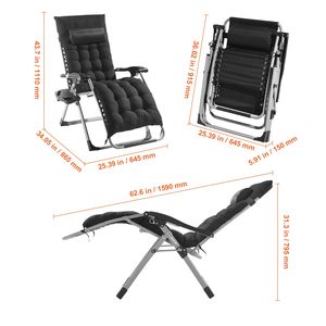 Sedia Anti-Gravità Regolabile da 26 Pollici con Cuscino, Reclinabile per Interni/Esterni, Sedia a Gravità Zero per Campeggio - Product Image 2