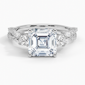 Bague BOJ 0143 en argent 925, taille Asscher, sertie de trois griffes, luxe Willow, solitaire, diamant 2 carats, couleur D, VVS1, Moissanite GRA - Product Image 1