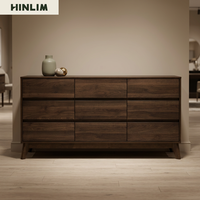 Aparador Moderno de Madera de Nogal de 1.5M, Mueble de Almacenamiento de Madera Sólida para Dormitorio y Comedor