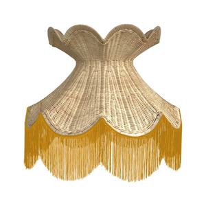 Abat-jour en rotin esthétique jaune vif avec franges suspendues, luminaire contemporain de luxe pour l'hôtellerie - Product Image 1