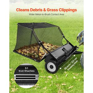 Balayeuse de pelouse à remorquer de 48 pouces, capacité de 26 pieds cubes Chariot de ramassage de feuilles et d'herbe Ft. Hopper avec fonction de vidage - Product Image 3