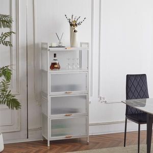 Multifunctional 5-Layer <b>Kitchen</b> <b>Storage</b> Cabinet with Door Bread Rack & Microwave Rack Pantry Organizer - Product Image 3