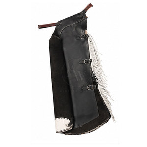 Custom Genuine Leather Two Tone High Waist Full Length Chaps <b>Apron</b> Solid Pattern Buckle Closure <b>Men</b> Riding Equestrian - Product Image 4