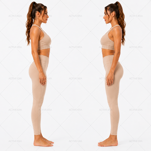 Conjunto de yoga para mujer con espalda cruzada, leggings acampanados de cintura alta y sujetador deportivo para fitness, gimnasio y entrenamiento. - Product Image 5