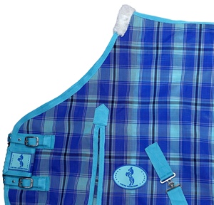 ผ้าคลุมม้าตาข่ายพีวีซีสีน้ำเงินคุณภาพสูง สำหรับฤดูร้อน ทนทาน สวมใส่สบาย เหมาะสำหรับการฝึกขี่ม้าในฤดูใบไม้ผลิ/ฤดูใบไม้ร่วง บุด้วยผ้าทาฟต้า 410D ยี่ห้อ RIDIT - Product Image 2