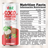 Lait protéiné de noix de coco baies mélangées 330ml VINUT Vietnam Fabrication 20g Prix de gros de protéines Échantillon gratuit Marque privée OEMODM