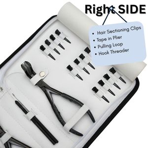 Kit d'outils professionnels pour extensions capillaires : Pince à micro-perles, Pince à deux trous, Coupe-extensions à la kératine, Pince à bandes adhésives, Ciseaux, Pinces - Product Image 4