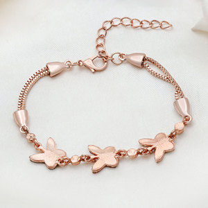 Pulsera de Plata de Ley 925 Chapada en Oro Rosa con Mariposa y Cristales de Circonia para Mujer, Cadena Ajustable, Joyería de Moda - Product Image 4
