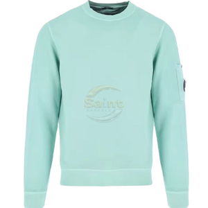 Sweat-shirt à col rond pour homme, vert clair, 100% coton molletonné, manches longues, avec poche sur le bras, motif chevron, écologique - Product Image 1