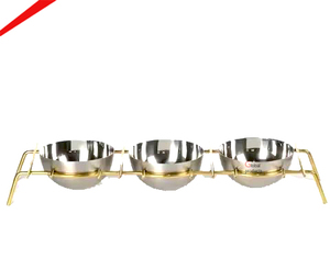 Bol élégant en acier inoxydable avec poignée design pour servir des chips et du dip lors de fêtes et banquets - Product Image 2
