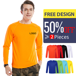 เสื้อยืดแขนยาวผู้ชาย สีพื้น คอกลม สกรีนโลโก้ด้านหน้า สีดำ น้ำเงิน เหลือง - Product Image 4
