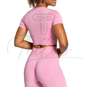 Top Corto de Alta Calidad al por Mayor 2026, Top Corto Informal de Cuello Redondo y Manga Corta para Mujer, Top Corto Básico de Algodón Sólido para Mujer - Product Image 5