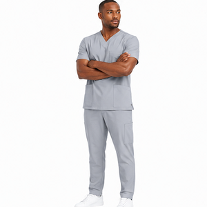 Conjunto de Uniformes Médicos para Hombre, Uniforme Personalizado para el Cuidado de la Salud, Ropa de Trabajo para Doctores y Enfermeras de Hospital, Top con Cuello en V y Pantalones, Transpirable y Flexible, Venta al Por Mayor - Product Image 1