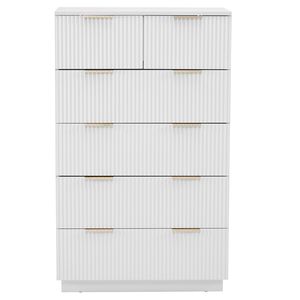 Cassettiera Bianca in Pannello a Densità Media P2 72x41x117cm con Motivo Ondulato, Ante a Cinque Livelli e Sei Cassetti - Product Image 2