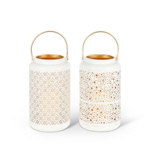 Portavelas Votivas Metálicas al por Mayor, Diseños Grabados Personalizados, Faroles Cilíndricos Duraderos Sin Plomo para Bodas, Navidad y Decoración del Hogar - Product Image 2