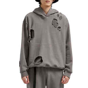 Sweat à capuche pour homme à effet usé, vente chaude, broderie personnalisable, vêtements de haute qualité en gros - Product Image 6