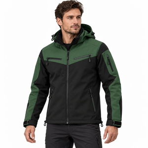 Veste Softshell d'hiver pour homme ODM, imperméable, doublure polaire chaude, blocs de couleur, capuche amovible, multi-poches, pour les voyages en plein air - Product Image 3
