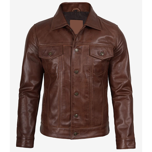 2026 OEM Best Trending Dark Brown Genuine Cowhide Leather Jackets For Men's High Quality Low MOQ Winter Fashion Heated Jackets - Product Image 1