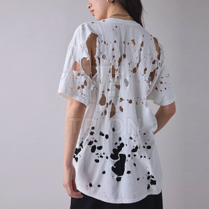 Men's Oversized <b>White</b> <b>T</b>-<b>Shirt</b> Short Sleeve O-Neck Street Style Silk Screen Printed Breathable 100% Cotton Jersey Fit - Product Image 2