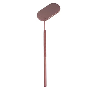 Handheld Oval <b>Makeup</b> <b>Mirror</b> Metal Bronze Finish Single Side Inspection Tool - Product Image 1