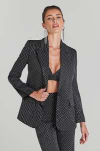 Ensemble tailleur 2 pièces pour femme avec blazer à revers crantés et pantalon évasé en crêpe élégant, coupe droite longueur pleine, collection Diamond Glow - Product Image 3