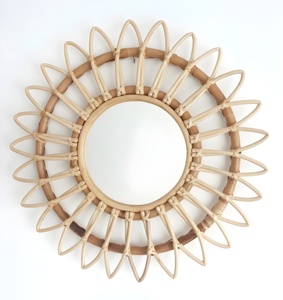 <b>Large</b> Round <b>Rattan</b> Wall Hanging <b>Mirrors</b> Interior Living Room Home Decor Wall-mounted <b>Mirror</b> - Product Image 2