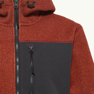 Chaqueta de lana con capucha para hombre, color rojo óxido, con forro grueso de sherpa, con cremallera, para invierno - Product Image 4