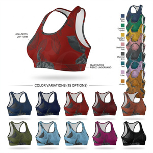 Soutien-gorge de sport personnalisé avec nom de marque imprimé, respirant, pour yoga, fitness, gym, course à pied, rembourré, haut court, vêtements de sport pour femmes - Grande Vente - Product Image 1